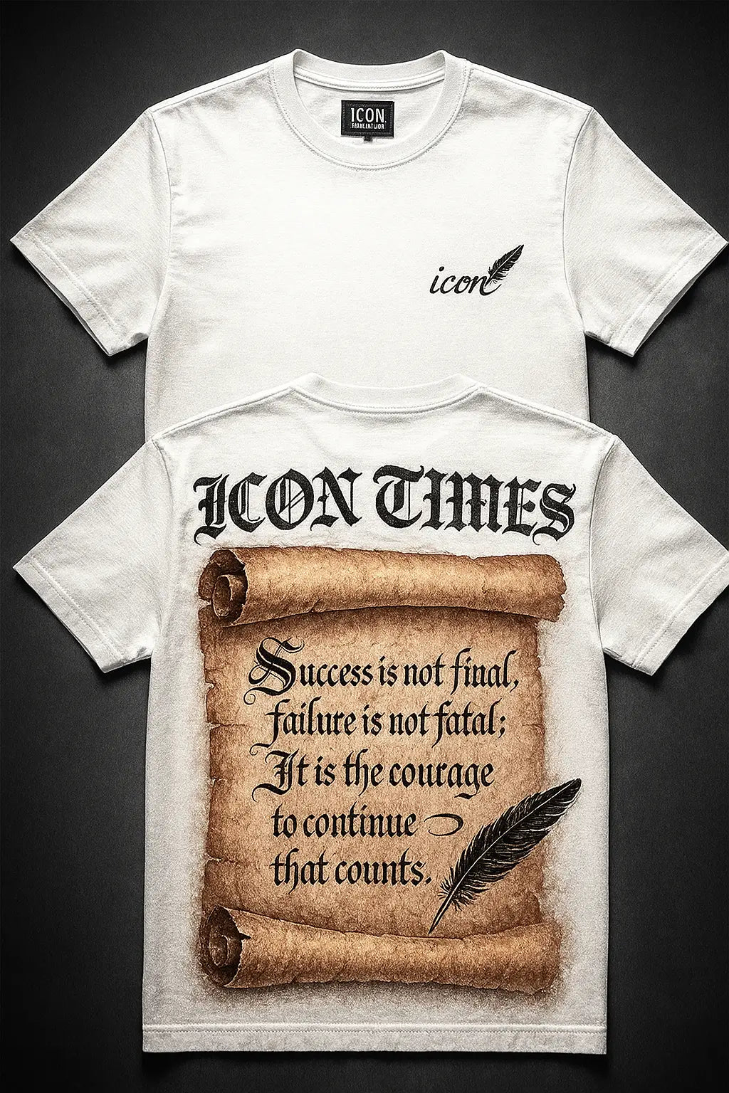 ICON TIMES white cotton back graphic tee
